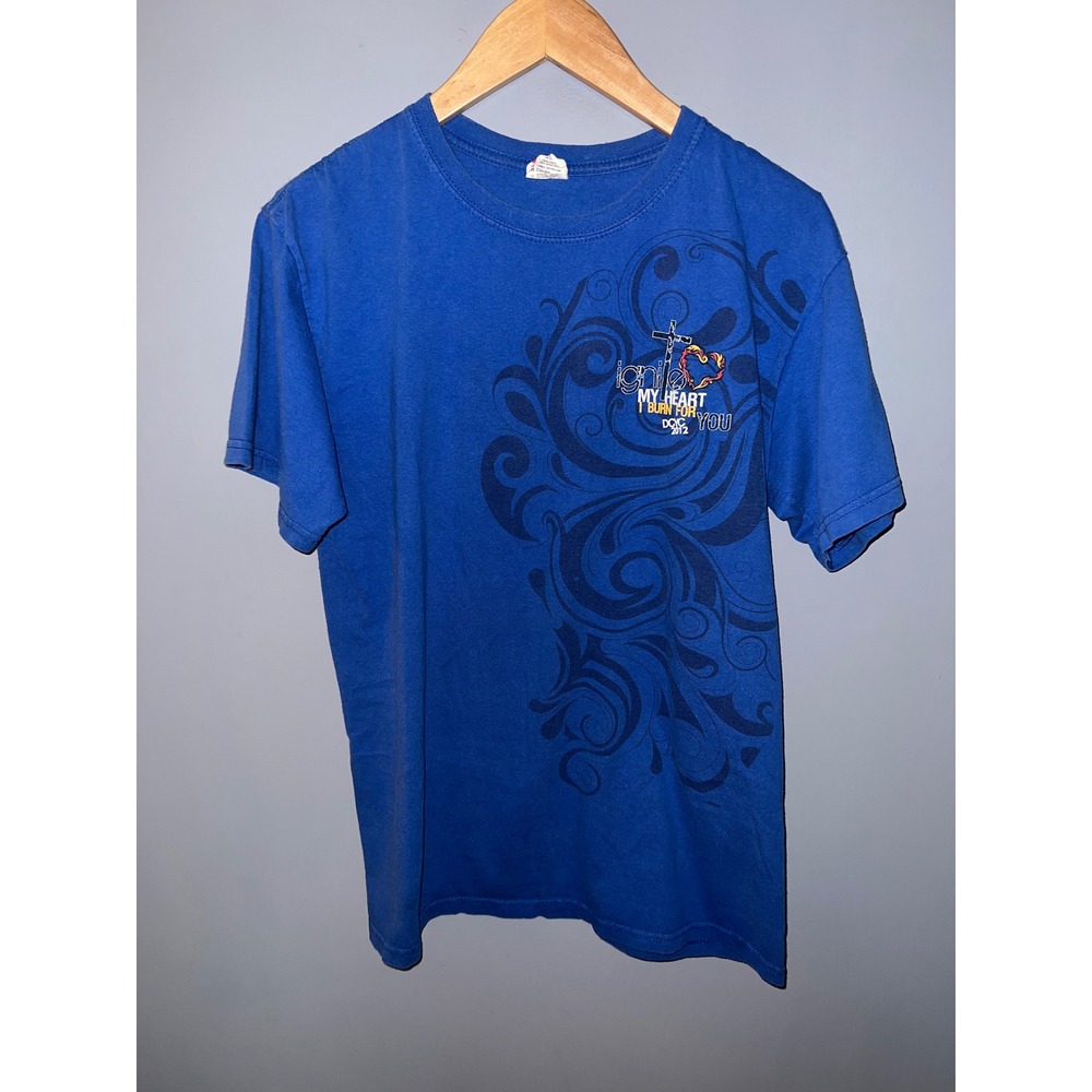Anvil Blue Graphic T-Shirt Ignite My Heart DCYC 2012 Christian Religious Mens M